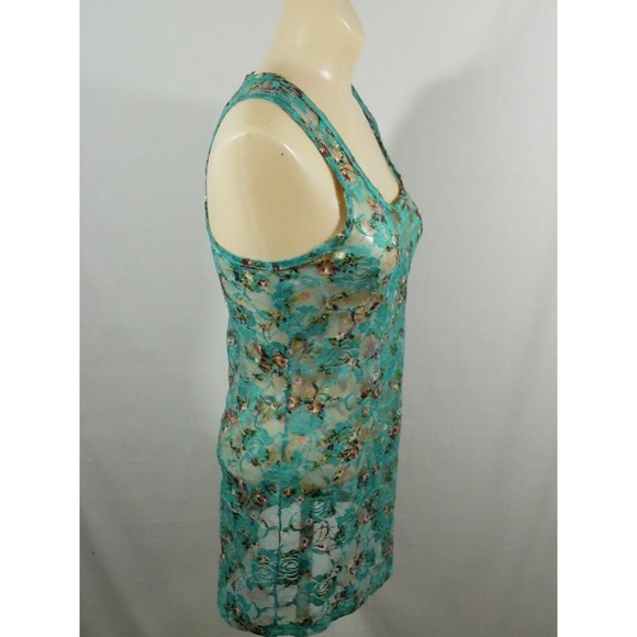 Wet Seal Blue Lace Sheer Top Floral Tank S - Picture 2 of 9
